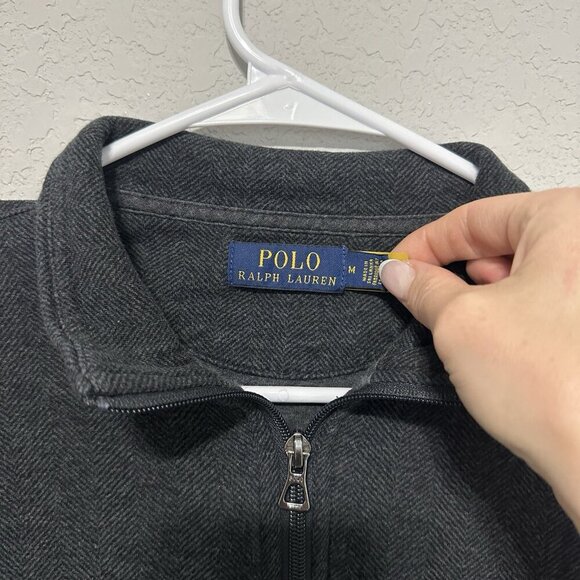 Polo Ralph Lauren Men 1/4 Zip Pullover Sweater Men’s Size Medium Dark Grey - Picture 3 of 6